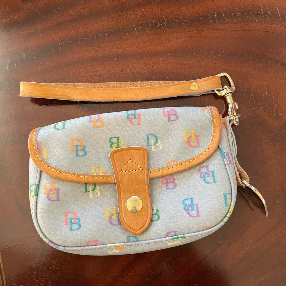 Light Blue Dooney & Bourke Small Wristlet With Handle